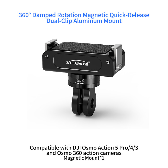 XT-XINTE Aluminum Alloy Magnetic Quick Release Base with 1/4  Interface Compatible with DJI Action 3/4/5 Action Camera OSMO 360 Panoramic Cameras