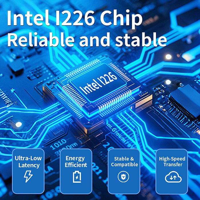 PCIe x1 2.5G High-Speed Network Card with I226 Chip for Gaming / NAS / Server Supports ESXi8 Low Latency