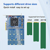 PCIe 4.0 4-Bay M.2 NVMe Expansion Card PEX88024 Controller Support M.2 NVMe 22110/2280/2242 Driver-free for Win/Linux/Mac