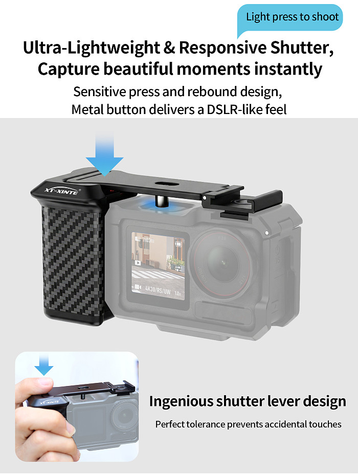 XT-XINTE Action Camera Street Shooting Handle Shutter Grip Compatible with DJI Action 5 Pro/4/3 Protective Cage