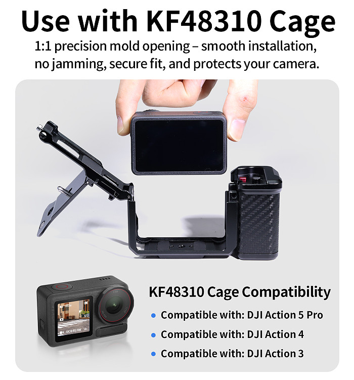 XT-XINTE Action Camera Street Shooting Handle Shutter Grip Compatible with DJI Action 5 Pro/4/3 Protective Cage