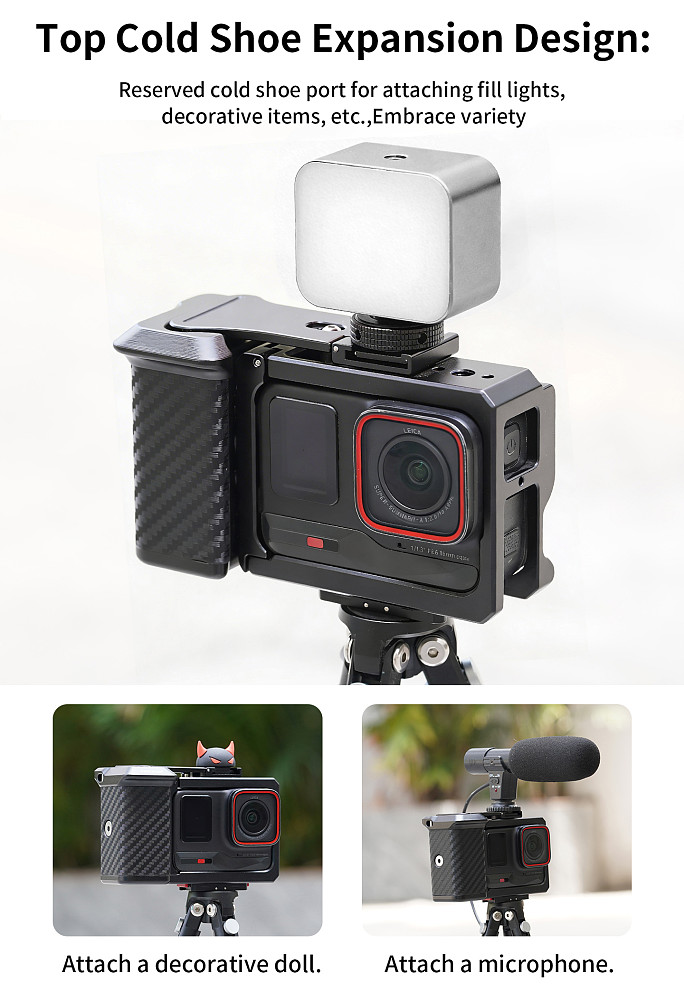XT-XINTE Action Camera Street Shooting Handle Protective Frame with Magnetic Quick Release Base Compatible with Insta360 Ace Pro / Ace Pro 2
