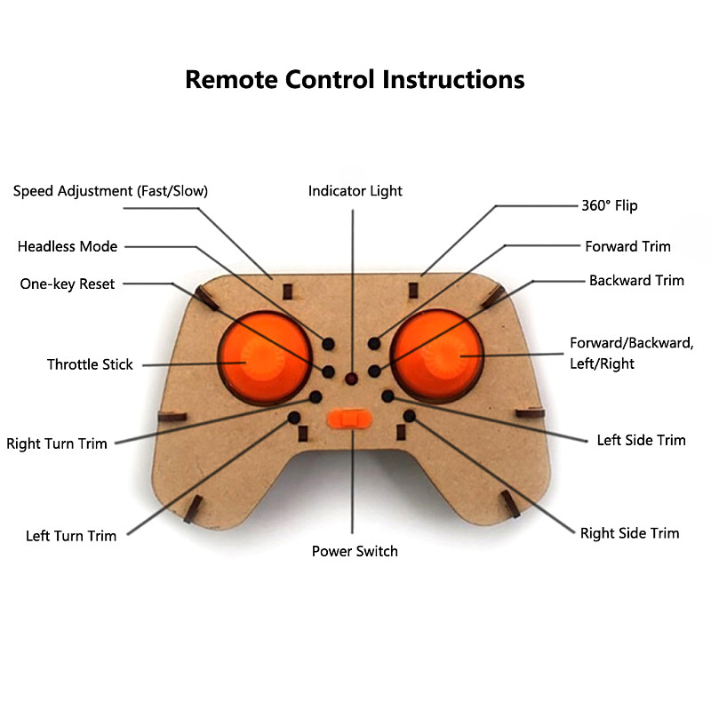 Wooden DIY Assembled Drone Altitude Hold Quadcopter Aviation Model for Teaching