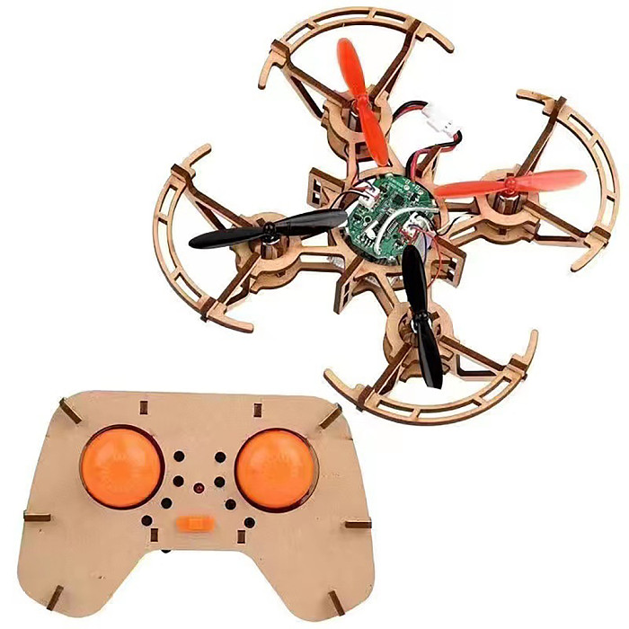 Wooden DIY Assembled Drone Altitude Hold Quadcopter Aviation Model for Teaching