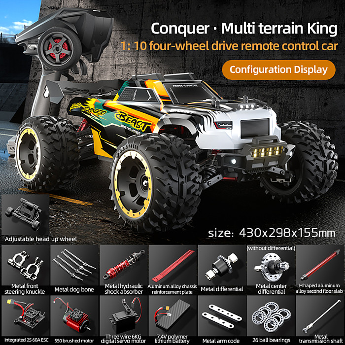 ZLL SG100PRO 1:10 Scale 4WD Off-Road Racing Monster Truck Electric RC Car for Mountain Climbing Off Road Car Toys For Kids Gifts