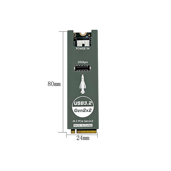 For M.2 MKEY NVME to Front-Panel USB 3.2 Gen2x2 20Gbps Type-C & Type-E Expansion Card Aluminum Alloy Shell M.2 PCIe Adapter Card