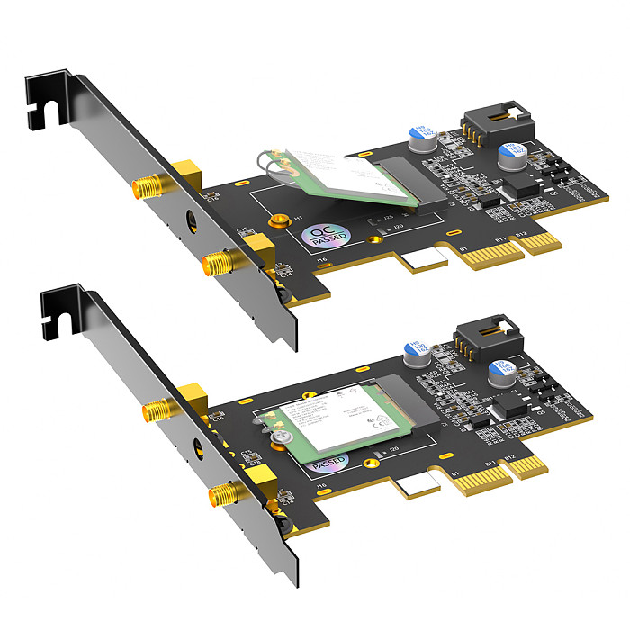 PCIe X1 to M.2 WiFi Bluetooth-compatible  Adapter With Heatsink - Supports A+E Key M.2 Modules, Dual-Band 2.4GHz/5GHz | Desktop Wireless Upgrade Solution