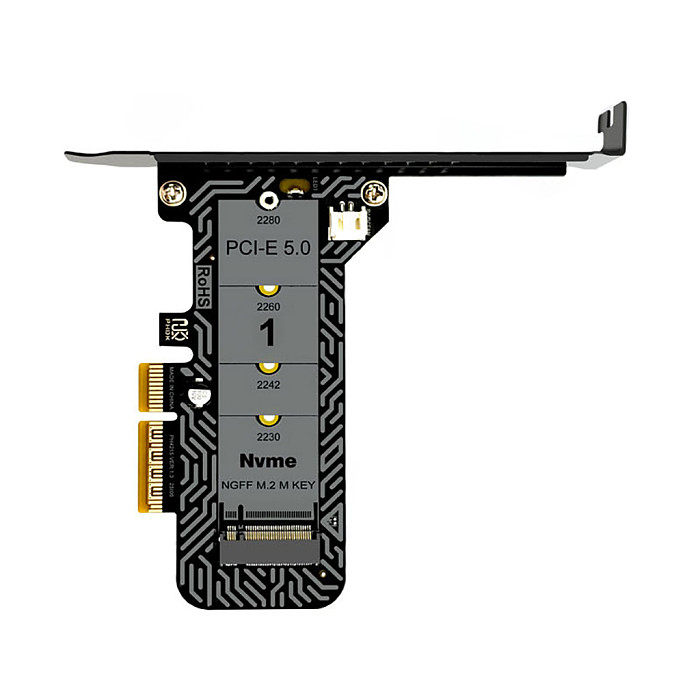 Full Speed PCIe 5.0 x4 to M.2 NVMe Adapter Card with LED Indicator Support 2230/2242/2260/2280 M-Key SSD PCI-E5.0 Expansion Card
