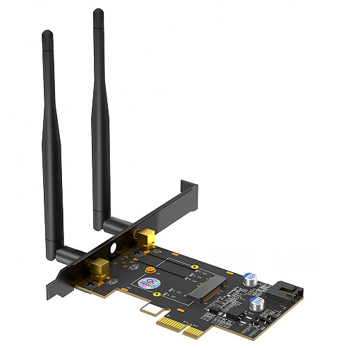 PCIe X1 to M.2 WiFi Bluetooth-compatible  Adapter With Heatsink - Supports A+E Key M.2 Modules, Dual-Band 2.4GHz/5GHz | Desktop Wireless Upgrade Solution