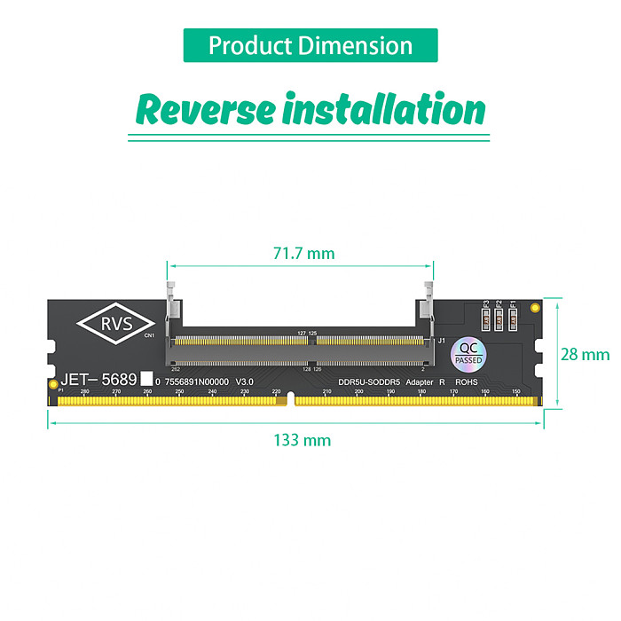 Laptop DDR5 RAM to SO DDR5 U-DIMM Desktop Adapter Card Memory Tester SO DDR5 to DDR5 U-DIMM Converter