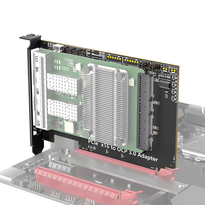 New Version PCI Express 5.0 16x to Gen-Z 4C+ SFF-TA-1002 Adapter Support OCP NIC 3.0 Network Card