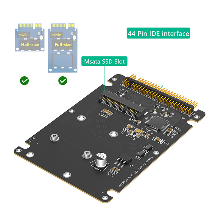MSATA Mini-SATA SSD to IDE ATA 44Pin Adapter