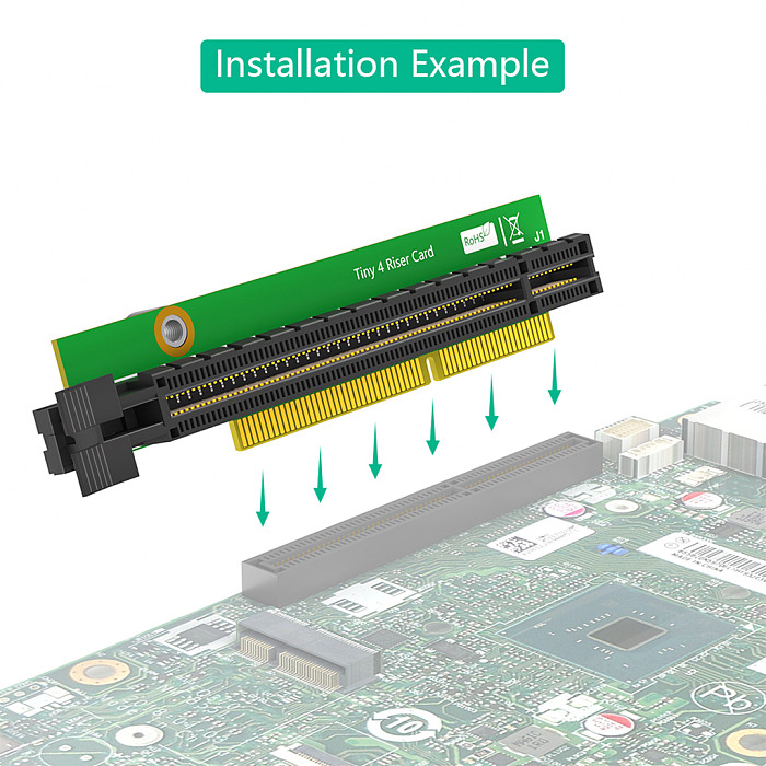 PCI E 16X Riser Card, Adapter Tiny 5 PCIE 16X Riser for ThinkCentre M920q  M920x M910x M720q P330, Transferable Graphics Support P1000 P620 P600  (Without Back Plate)