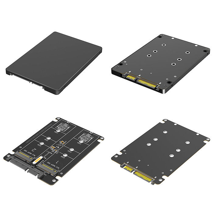 Dual  NGFF M.2 B Key  SSD to 2.5  SATA III With Black Plastic Enclosure