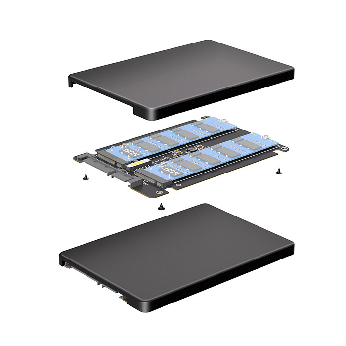 Dual  NGFF M.2 B Key  SSD to 2.5  SATA III With Black Plastic Enclosure