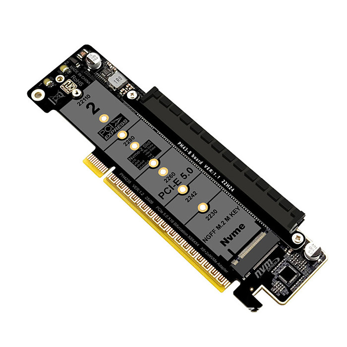 PCIe 5.0 8+4+4 Lane Splitter Expansion Card, Quad M.2 NVMe VROC Hyper Ultra Adapter