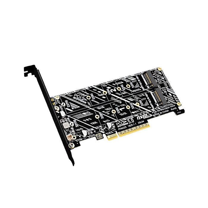 PCIe x8 PCIe 5.0 Dual-Bay NVMe M.2 M-Key RAID Array Expansion Card, Motherboard PCIe Splitter Card