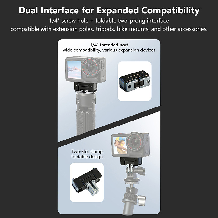 360° Rotable Magnetic Quick-Release Adapter Base Tripod Mount For DJI Action 6 / 5 Pro / 4 / 3 Action Camera