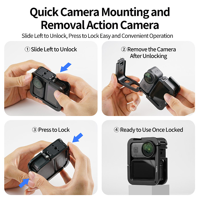 XT-XINTE Metal Cage with Detachable 1  Ball Head Magnetic Charging Quick Release Mount for DJI OSMO Nano Camera