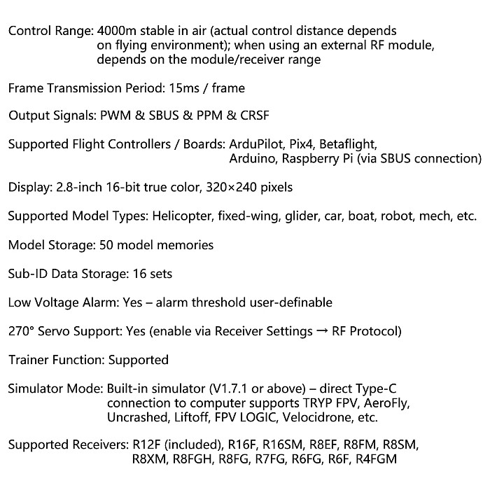 Radiolink T12D 12CH RC Transmitter ELRS Compatible for Drone Multirotor Airplane Car Boat Built-in Simulator