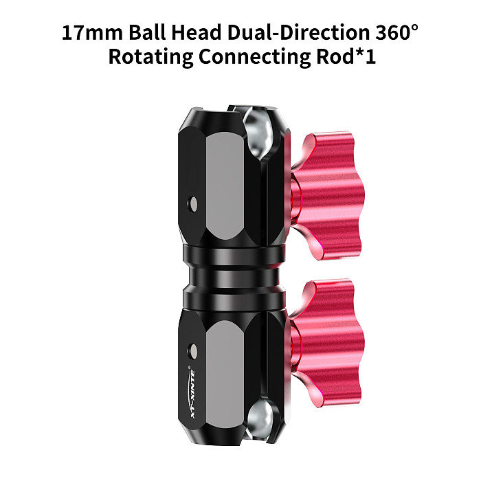 XT-XINTE 1/4  Screw Hole to 1/4  Disc Reverse Lock Ball Head Pea Clamp Dual Grip Swivel Magic Arm Extension Rod, Dual Knob Rotating Connecting Rod, Camera Motorcycle Mount Expansion Accessories