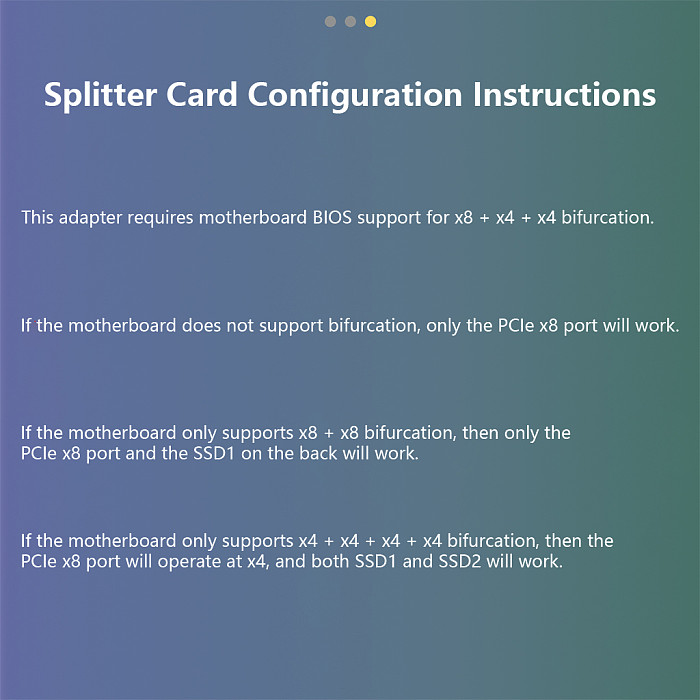 P1K Splitter Card, PCIe 4.0 x16 to PCIe x8 + Dual M.2, Gen4 Adapter Card Support Graphics Card and M.2 SSD