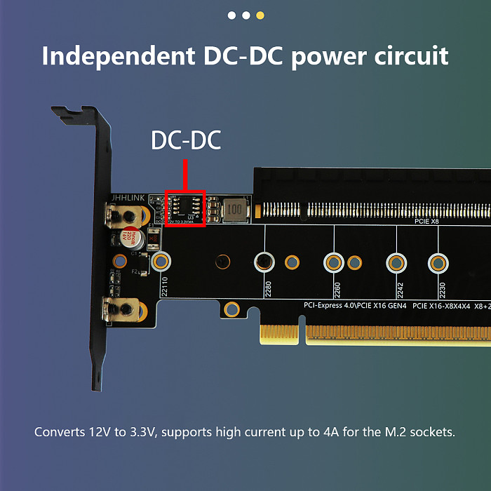 P1K Splitter Card, PCIe 4.0 x16 to PCIe x8 + Dual M.2, Gen4 Adapter Card Support Graphics Card and M.2 SSD