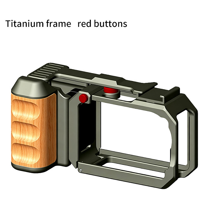 Wooden Hand Grip Metal Magnetic Cage Kit for DJI Action 5 Pro/4/3 Street Photography