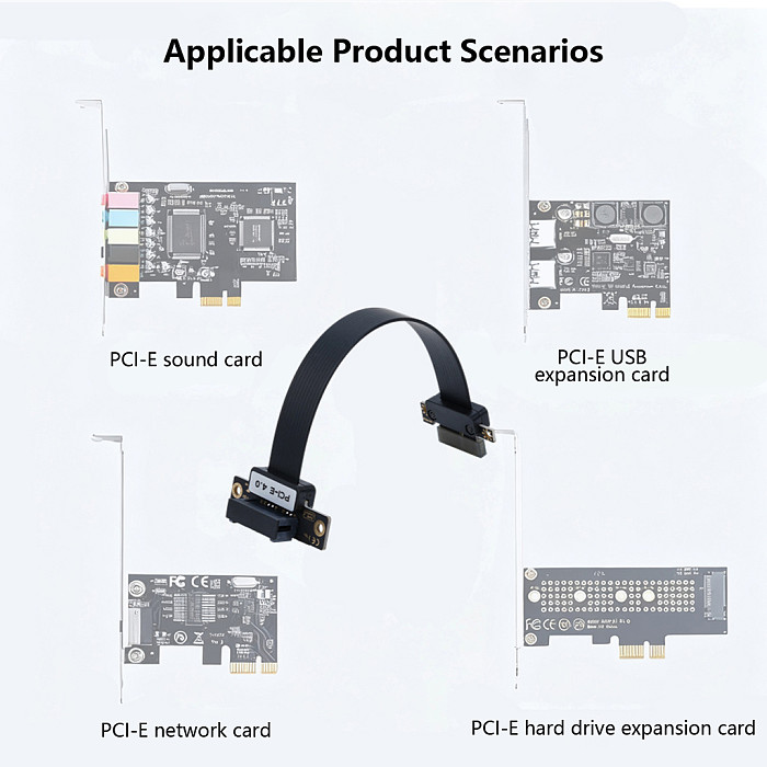 PCIe 4.0 Graphics Card Riser Cable 1X PCIe 3.0 Flexible Flat Extension Adapter Cord