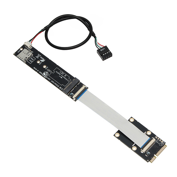 Mini PCIe to M.2 B-Key WWAN Converter Card, Built-in Nano SIM Slot, Compatible with 3G 4G 5G Wireless WWAN Module