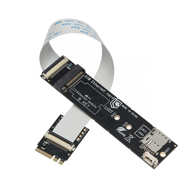 M.2 A+E Key to B-Key WWAN Converter Card, Built-in Nano SIM Slot, Support 3G 4G 5G Wireless Network Module