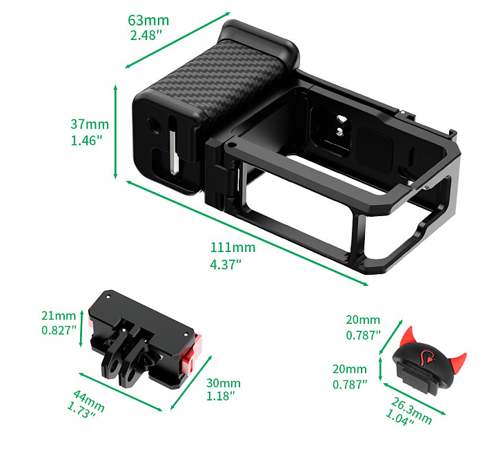 XT-XINTE Magnetic Quick Mount Street Shooting Handle Rabbit Cage Set, Aluminum Alloy Protective Frame Compatible with DJI Osmo Action 5 Pro/4/3 Action Camera