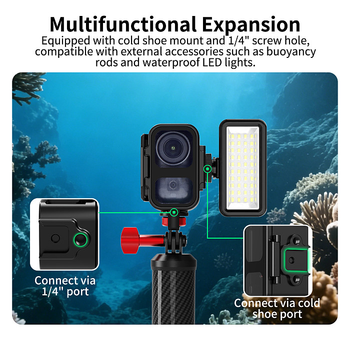 XT-XINTE 80M Waterproof Housing for DJI Osmo Nano Aluminum Alloy Diving Protective Case Vertical & Horizontal Quick Release Shell