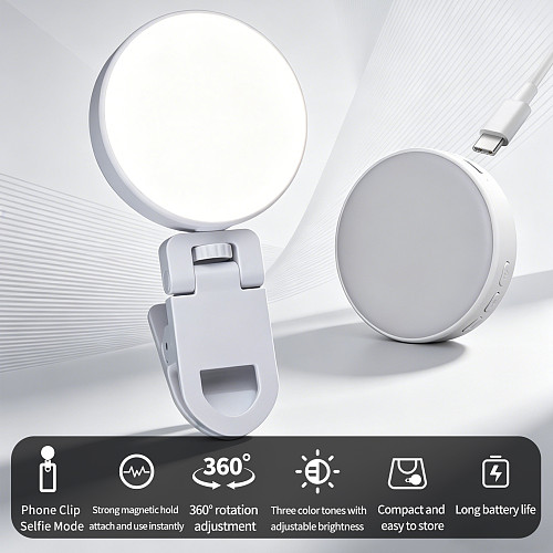 XT-XINTE Magnetic Portable Fill Light, Selfie Live Streaming LED Light for Smartphone Action Camera DSLR Camera