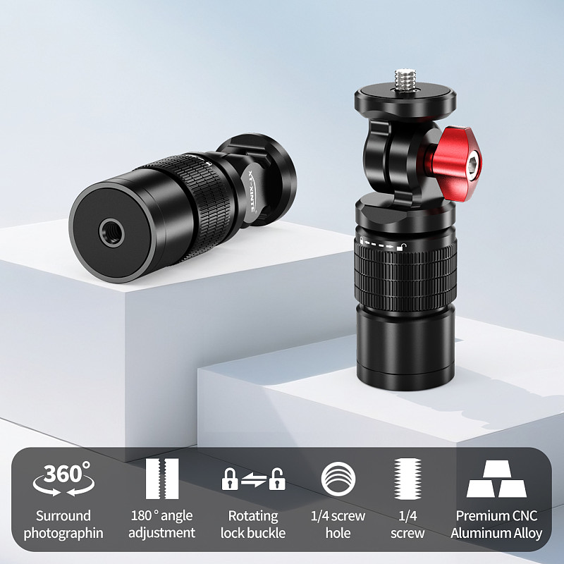 XT-XINTE 1/4  Screw Action Camera Selfie Stick Mount 360° Rotatable Desktop Fixed Holder for Phone, Camera & DSLR Live Streaming Suitable for Insta360 X6 / DJI OSMO 360 II