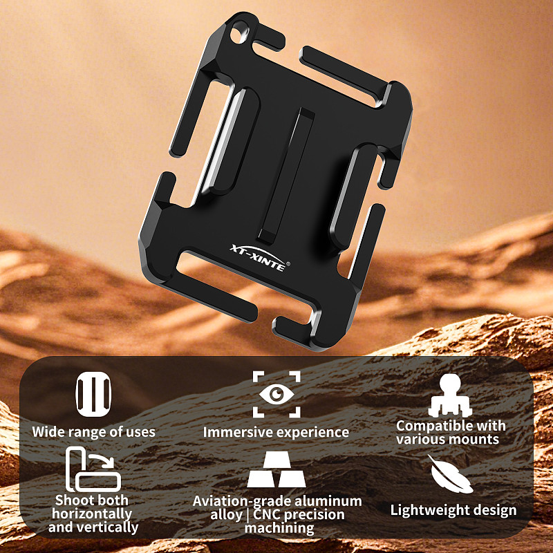 XT-XINTE Aluminum Alloy Backpack Strap Quick Release Base for Action Camera, 50mm Arca-Swiss to Action Camera Quick Release Mount