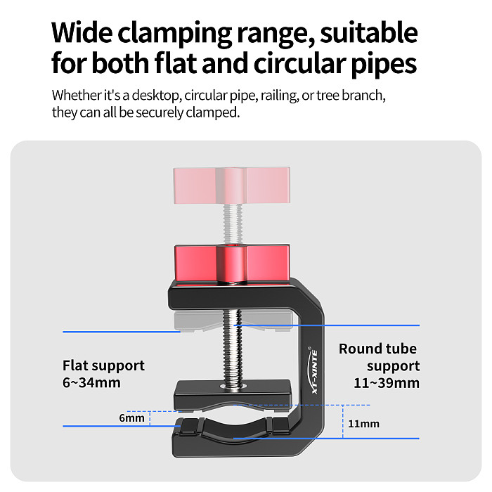 XT-XINTE C Clamp Magic Arm Universal Mount for Insta360 X4 X5 DJI OSMO Action Camera with 1/4 Inch Screw Holder