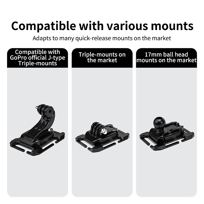XT-XINTE Aluminum Alloy Backpack Strap Quick Release Base for Action Camera, 50mm Arca-Swiss to Action Camera Quick Release Mount