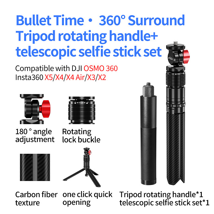 XT-XINTE 1/4  Screw Action Camera Selfie Stick Mount 360° Rotatable Desktop Fixed Holder for Phone, Camera & DSLR Live Streaming Suitable for Insta360 X6 / DJI OSMO 360 II