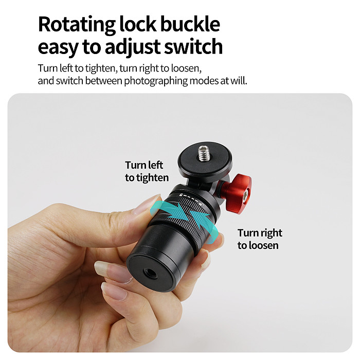 XT-XINTE 1/4  Screw Action Camera Selfie Stick Mount 360° Rotatable Desktop Fixed Holder for Phone, Camera & DSLR Live Streaming Suitable for Insta360 X6 / DJI OSMO 360 II