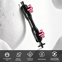 XT-XINTE 1/4 Screw Hole to 1/4 Disc Adapter Reversible Lock 17MM Ball Head Pea Clamp Dual Grip Flexible Magic Arm Glass Fiber Extension Rod CNC Aluminum Alloy Dual Knob Rotating Camera Bracket Expansion Accessory