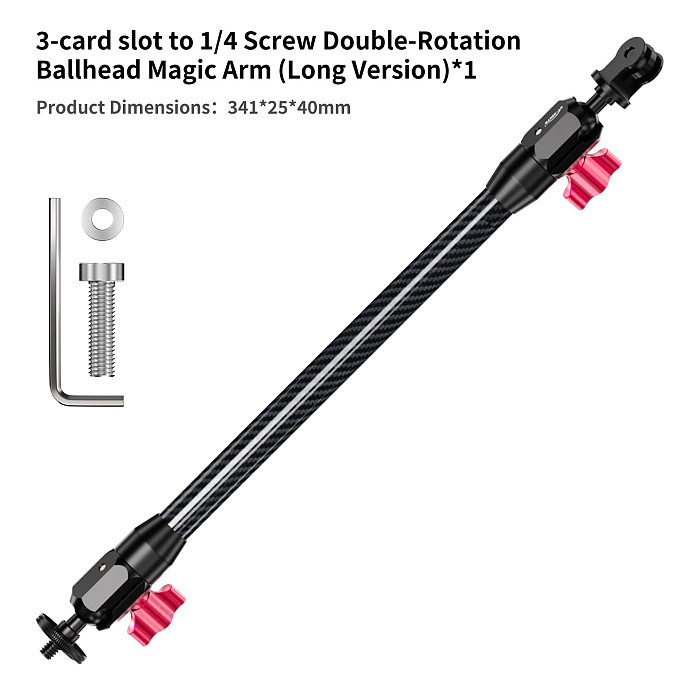 XT-XINTE 1/4 Screw Hole to 1/4 Disc Adapter Reversible Lock 17MM Ball Head Pea Clamp Dual Grip Flexible Magic Arm Glass Fiber Extension Rod CNC Aluminum Alloy Dual Knob Rotating Camera Bracket Expansion Accessory