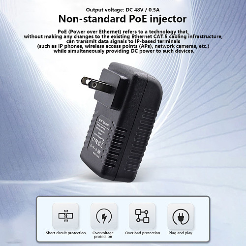 48V 0.5A POE Power Module, Non-standard POE Adapter, US/UK/EU Plug Available