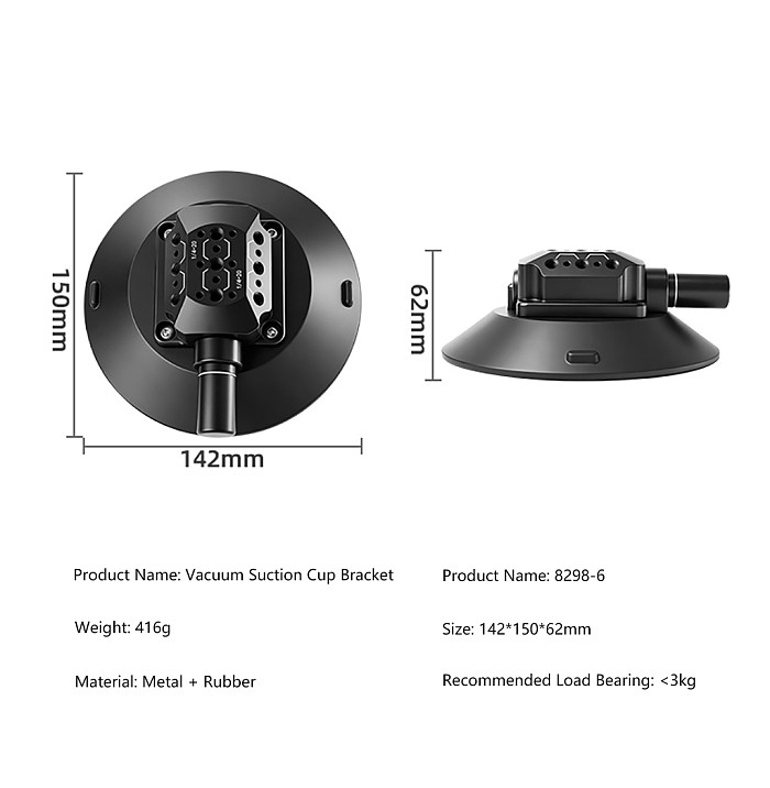 4.5/6 Inch Air Pump Vacuum Suction Cup Mount, Flexible Arm Base for Smartphone, DSLR and Action Camera
