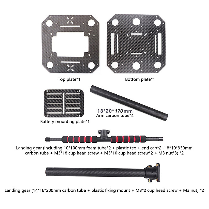 13 Inch Carbon Fiber Frame for G550, Reinforced Nylon Fasteners, Underslung Battery Mount & Stable Performance