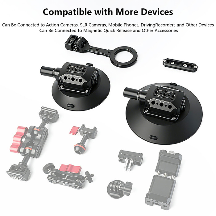 4.5/6 Inch Air Pump Vacuum Suction Cup Mount, Flexible Arm Base for Smartphone, DSLR and Action Camera