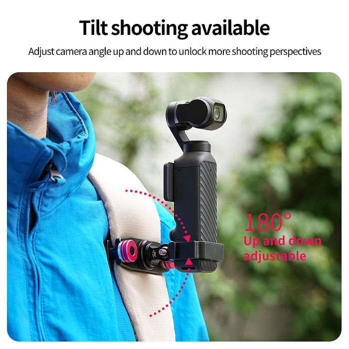 XT-XINTE Dual-Slot Expansion Frame & 3-Way Universal Shoulder Strap Clip Combo, 360° Damping Rotation Mount for DJI Osmo Pocket 3 / 4 Gimbal Camera