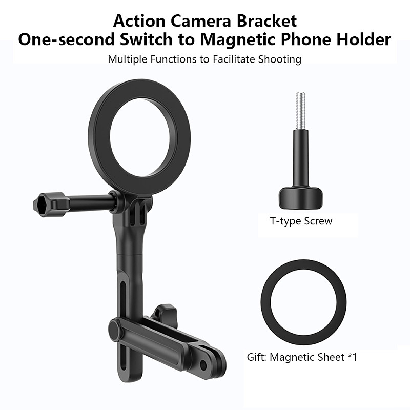 Universal 720 Degree Swivel Cell Phone Holder, Outdoor Cycling Fixed Bracket Compatible with GoPro & DJI Series Action Camera Multi-purpose Photography Accessory