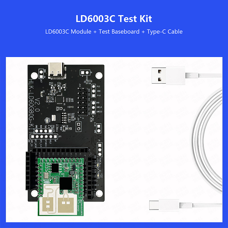 HI-LINK LD6003C 60G Millimeter Wave Radar Module, Non-Contact Intelligent Human Fall Detection & Body Monitoring Sensor with UART Serial Communication for Elder Care Smart Home IoT