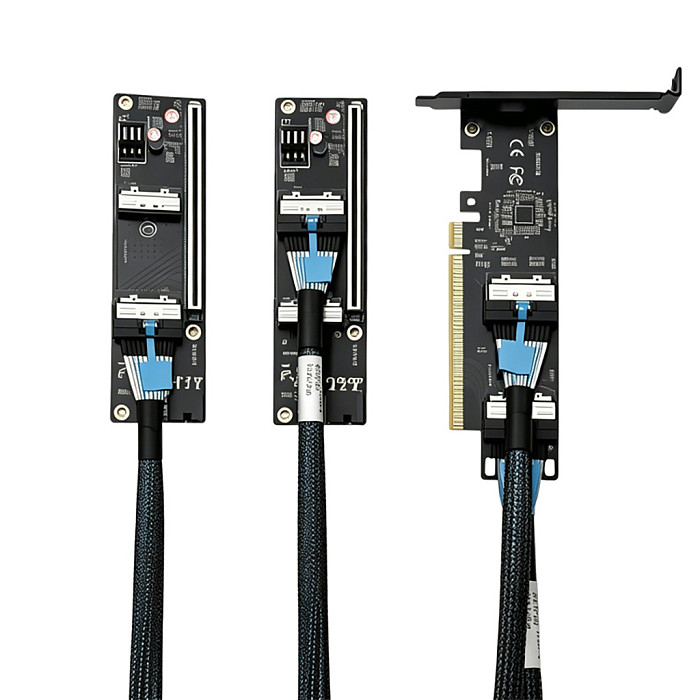 MCIO 8i PCIe 5.0 x8 Extension Cable & Bifurcation Adapter Card for Discrete GPU & Server
